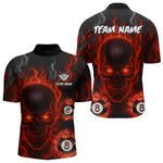 Blisscorners Red Flaming Skull 8 Ball Billiard Shirt For Men Custom Pool Jerseys Team Polo & Quarter Zip