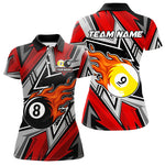 Blisscorners Personalized Men's Billiard Shirts, Flame 8&9 Ball Custom Red Zig-Zag Billiard Team Jerseys
