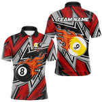 Blisscorners Personalized Men's Billiard Shirts, Flame 8&9 Ball Custom Red Zig-Zag Billiard Team Jerseys