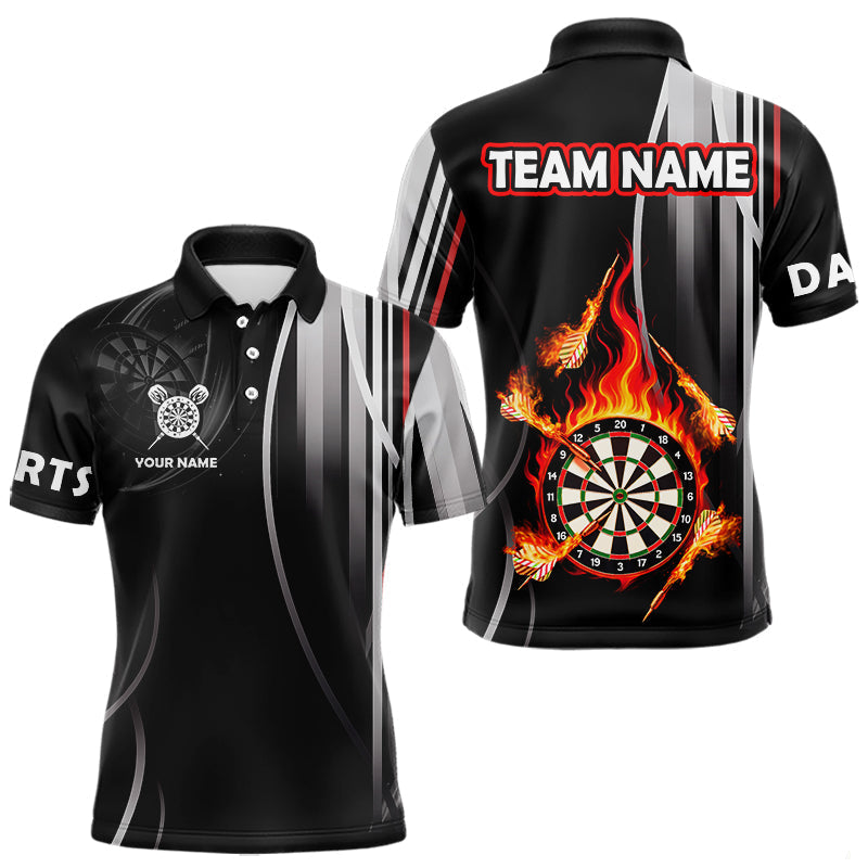 Blisscorners Funny Dartboard Fire Flame Black Darts Shirt For Men Custom Darts League Jersey Polo & 1/4 Zip MT1607
