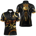Blisscorners Black And Gold 8 Ball Crown Tribal Billiard Shirt For Men Custom Pool Team Jersey Polo & 1/4 Zip MT707