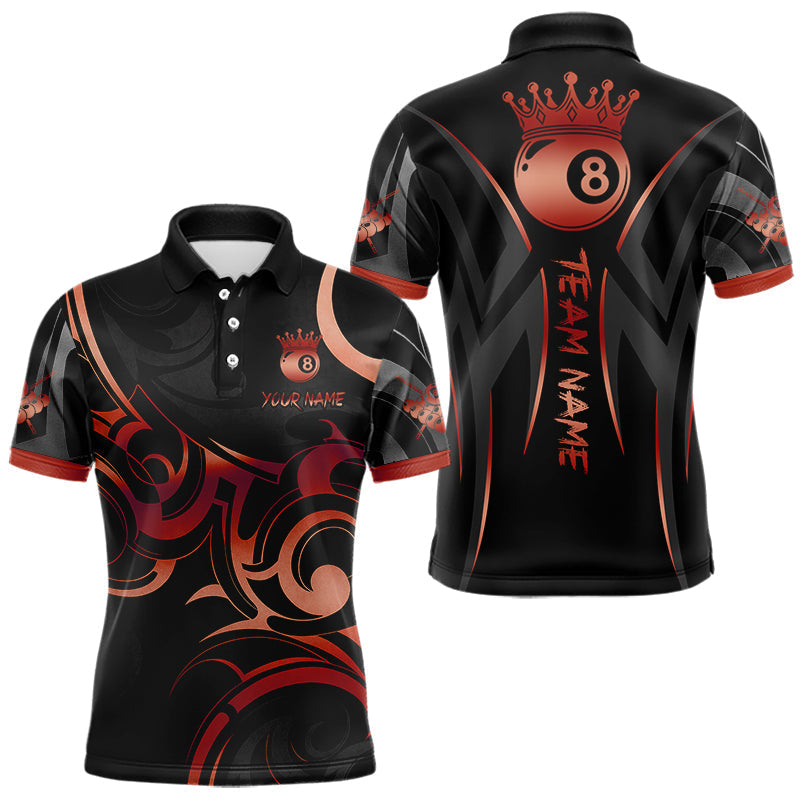 Blisscorners Black And Red 8 Ball Crown Tribal Billiard Shirt For Men Custom Pool Team Jersey Polo & 1/4 Zip MT707