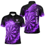 Maxxcorners Personalized 3D Purple Dartboard Dragon Flame Dart Shirts For Men Custom Darts Team Jerseys MT0307