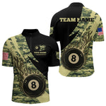 Blisscorners Personalized Flame 8 Ball Pool Military Green Camo Billiard Shirts For Men Custom Pool Team Jersey LM2206
