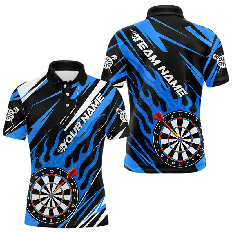 BlisscornersBlue Dartboard Flame Custom Dart Shirts For Men, Darts Team Jerseys Polo & Quarter Zip Shirts