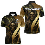 Blisscorners Personalized Golden Grim Reaper Lightning Darts Shirt For Men, Darts Team Jersey Polo &1/4 Zip LM3006