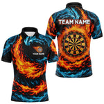 Blisscorners Personalized Blue And Orange Flame Darts Shirt For Men | Custom Storm Fire Team Darts JerseyLM3006