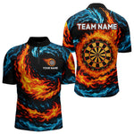 Blisscorners Personalized Blue And Orange Flame Darts Shirt For Men | Custom Storm Fire Team Darts JerseyLM3006