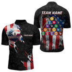 Blisscorners American Flag 8 Ball Billiard Shirts For Men Custom Pool Team Jerseys Polo & Quarter Zip