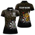 Blisscorners Funny Bee Hexagon Dart Shirts For Menâ€“ Custom Darts Team Polo & Quarter Zip Jerseys