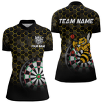Blisscorners Funny Bee Hexagon Dart Shirts For Menâ€“ Custom Darts Team Polo & Quarter Zip Jerseys