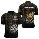 Blisscorners Funny Bee Hexagon Dart Shirts For Menâ€“ Custom Darts Team Polo & Quarter Zip Jerseys