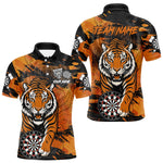Blisscorners Personalized Black And Orange Tiger Darts Shirt For Men Custom Darts Jersey Team Polo & 1/4 ZipLM3006