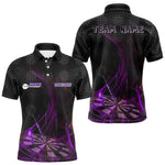 Maxxcorners Flaming Dartboard 3D & Dart Arrow Purple Men's Darts Shirt Custom Name For Players MT0307
