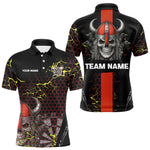 Blisscorners Red Horned Warrior Skull Men's Dart Shirt - Personalized Name For Darts Jersey LM1506