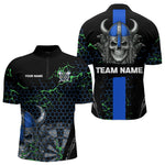 Blisscorners Blue Horned Warrior Skull Men's Dart Shirt - Personalized Name For Darts Jersey LM1506
