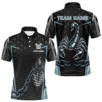 Blisscorners Flame Darts & Scorpion Men's Darts Shirt - Custom Name For Steel Blue Darts Jersey LM1506