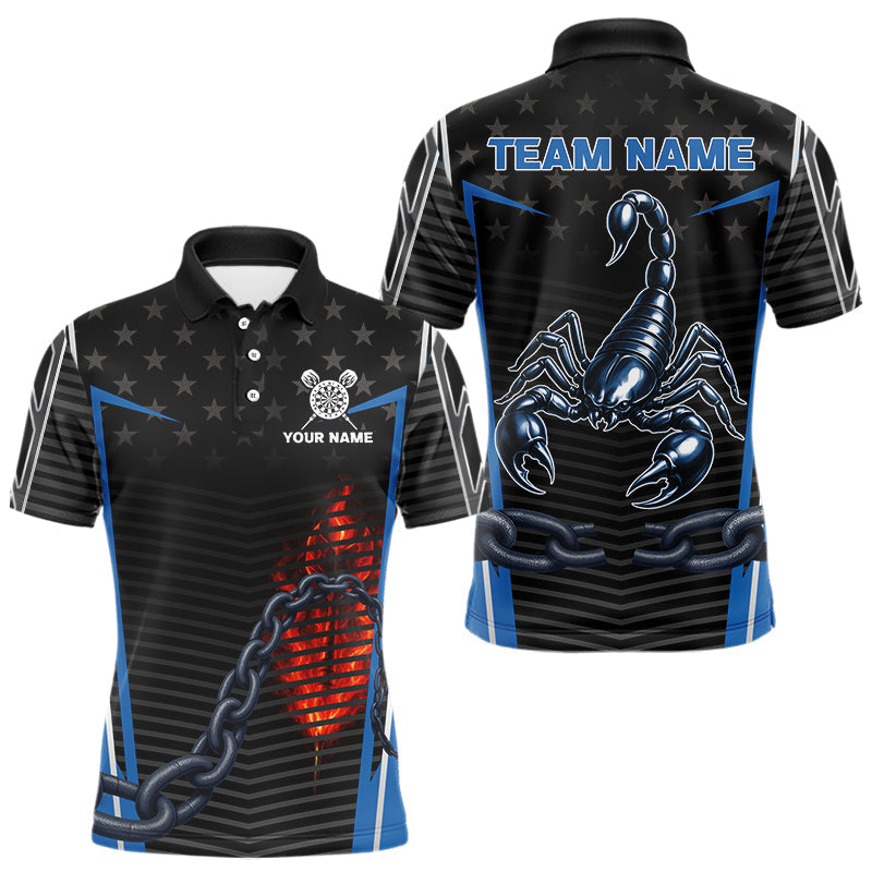 Blisscorners Flame Dart Arrow & Scorpion Men's Darts Shirt - Custom Name For Blue Darts Jersey LM1506