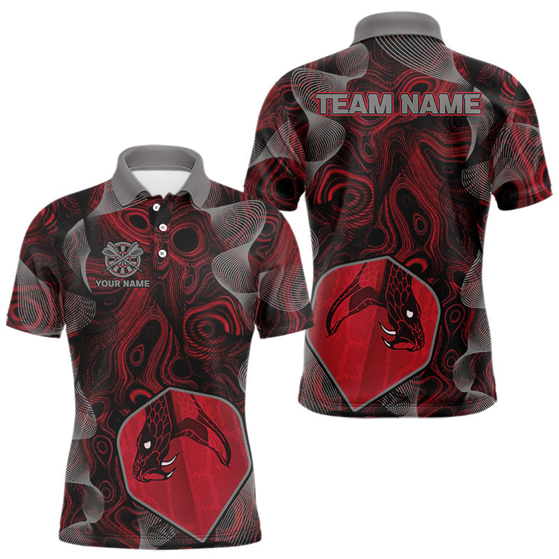 Blisscorners Dragon Darts Flight & Red Swirl Men's Darts Team Shirt - Custom Name For Players LM1506