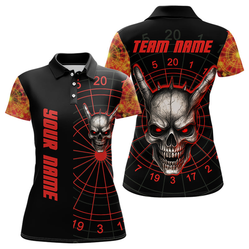 Blisscorners Flaming Skull Rock Hand & Red Dartboard Men's Darts Shirt - Custom Name For Players LM1506