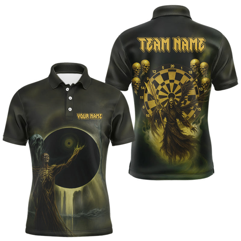 Blisscorners Custom Brown Skeleton Dartboard Darts Polo Shirt For Men - Darts Jersey MT1007