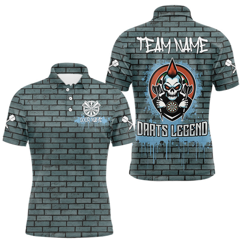 Blisscorners Brick Wall Skull Dartboard Men's Grunge Darts Shirt - Custom Dart Player Uniform LM2206
