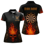 Blisscorners Flame Skull & Dartboard Custom Darts Quarter-Zip Shirt For Men - Darts Team Jersey LM1307