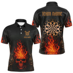 Blisscorners Flame Skull & Dartboard Custom Darts Quarter-Zip Shirt For Men - Darts Team Jersey LM1307
