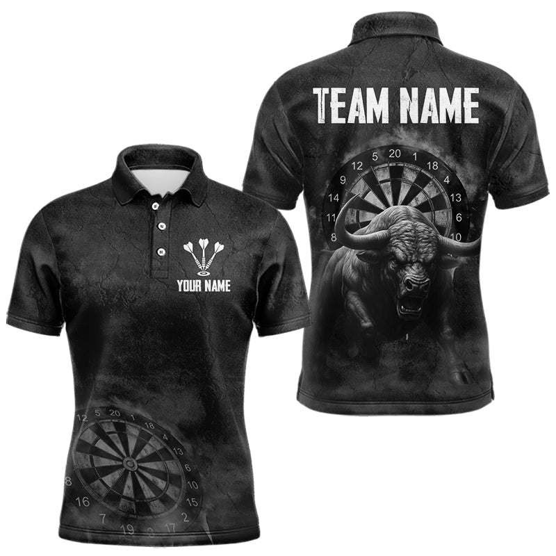Blisscorners Custom Men's Darts Shirt With Shadow Bison & Cracked Stone Texture, Darts Jersey