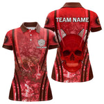 Blisscorners Red Skull & Flame Darts Men's Darts Polo Shirt Custom Name For Players LM1307