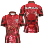 Blisscorners Red Skull & Flame Darts Men's Darts Polo Shirt Custom Name For Players LM1307