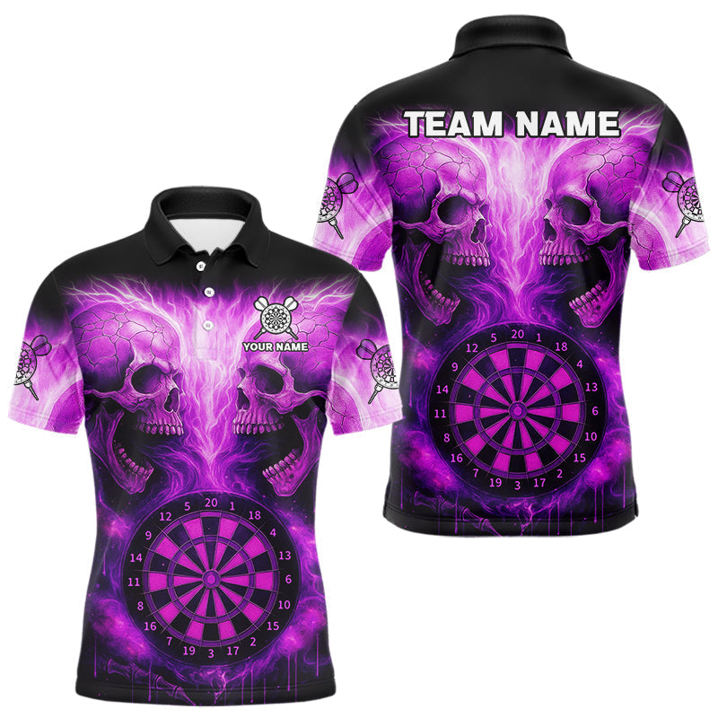 Blisscorners Electric Purple Skulls & Dartboard Darts Shirt For Men - Custom Dart Player Jersey MT2306