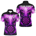 Blisscorners Electric Purple Skulls & Dartboard Darts Shirt For Men - Custom Dart Player Jersey MT2306