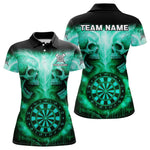 Blisscorners Electric Green Skulls & Dartboard Men's Darts Shirt - Custom Name For Players MT2306