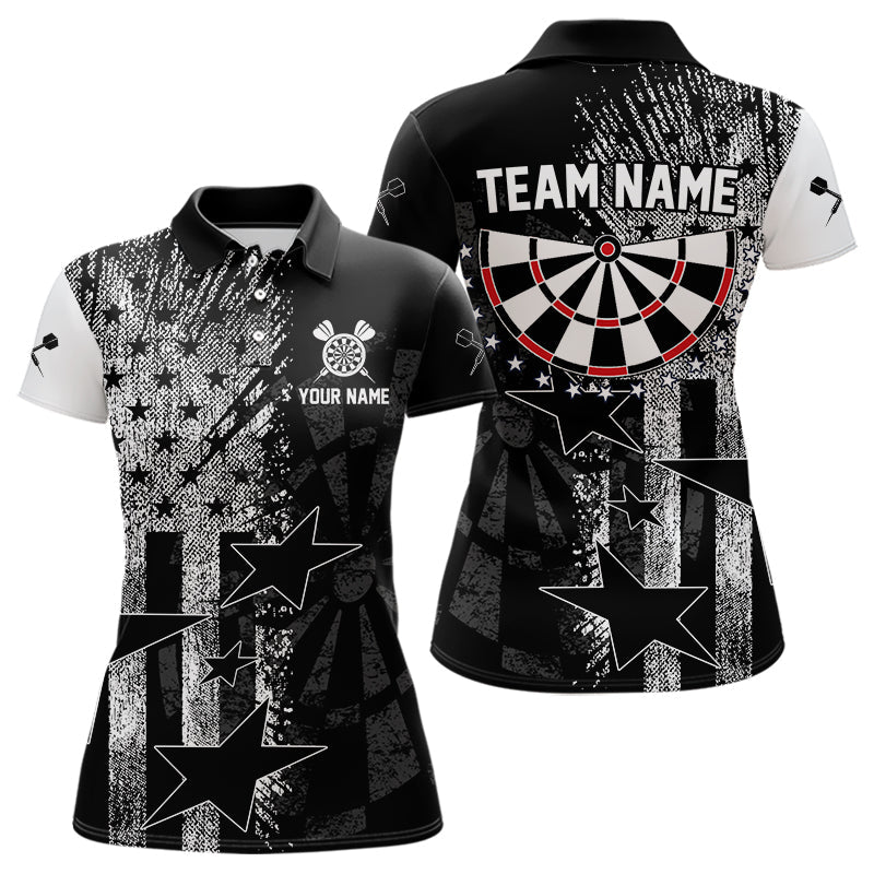 Blisscorners US Flag Grunge Star Dartboard Men's Darts Polo Shirt - Custom Name For Players LM2007