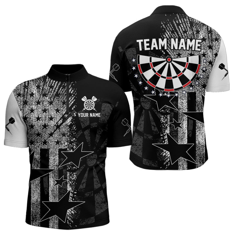 Blisscorners US Flag Grunge Star Dartboard Men's Darts Polo Shirt - Custom Name For Players LM2007