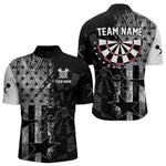 Blisscorners US Flag Grunge Star Dartboard Men's Darts Polo Shirt - Custom Name For Players LM2007