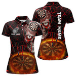 Blisscorners Dripping Skull Flaming Dartboard Men's Red Darts Shirt - Custom Name For Players MT2306