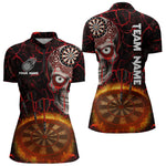 Blisscorners Dripping Skull Flaming Dartboard Men's Red Darts Shirt - Custom Name For Players MT2306