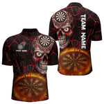 Blisscorners Dripping Skull Flaming Dartboard Men's Red Darts Shirt - Custom Name For Players MT2306