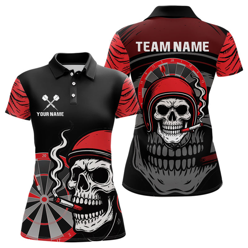 Blisscorners Smoking Skull Red Dartboard Men's Darts Shirt - Custom Name For Darts Jersey MT2306