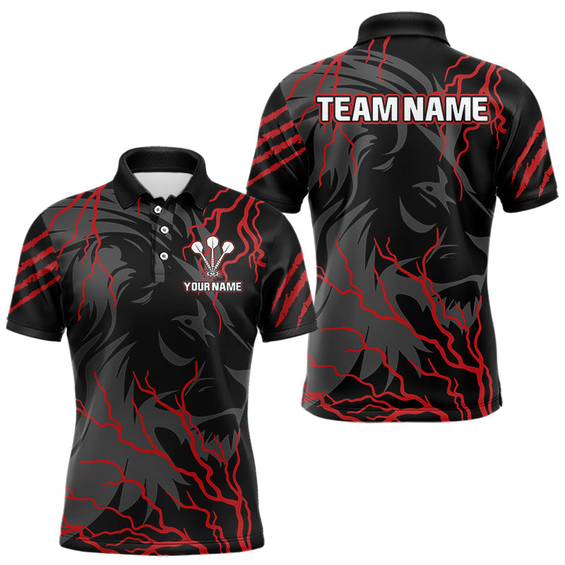 Blisscorners Men's Custom Darts Team Shirts With Crimson Lightning And Stealth Lion