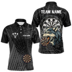 Blisscorners Personalized Wolf Black Darts Boards Polo & 1/4 Zip Shirt For Men, Dart Team Shirts LM233