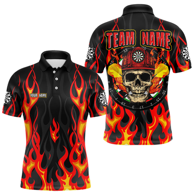 Blisscorners Personalized Skull Firefighter In Flame Custom Darts Shirt For Men, Dart Team Shirts LM233