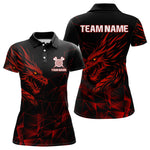 Blisscorners Menâ€™s Custom Darts Shirt With Maroon Dragons And Black Geometric Pattern