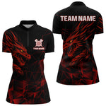 Blisscorners Menâ€™s Custom Darts Shirt With Maroon Dragons And Black Geometric Pattern
