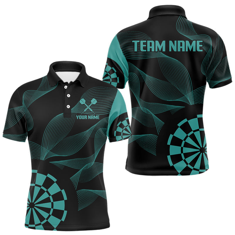 Blisscorners Turquoise Dartboard Waving Lines Darts Shirt For Men - Custom Name & Team Jersey LM3006