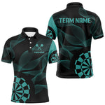 Blisscorners Turquoise Dartboard Waving Lines Darts Shirt For Men - Custom Name & Team Jersey LM3006