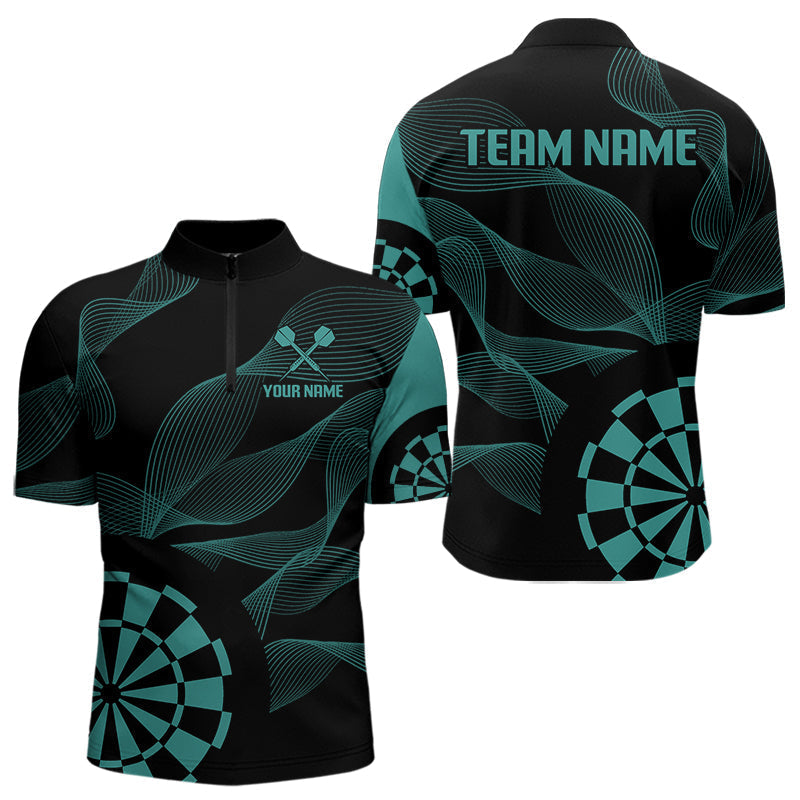 Blisscorners Turquoise Dartboard Waving Lines Darts Shirt For Men - Custom Name & Team Jersey LM3006