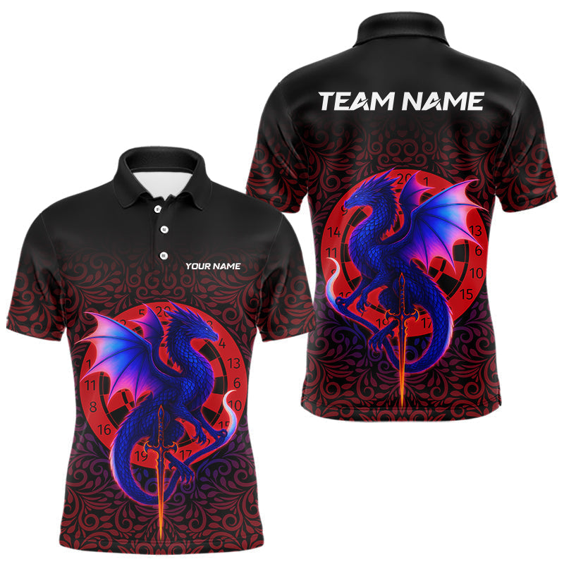 Blisscorners Colorful Gradient Dragon Dartboard Red Men's Darts Shirt - Custom Name & Team Jersey  LM3006